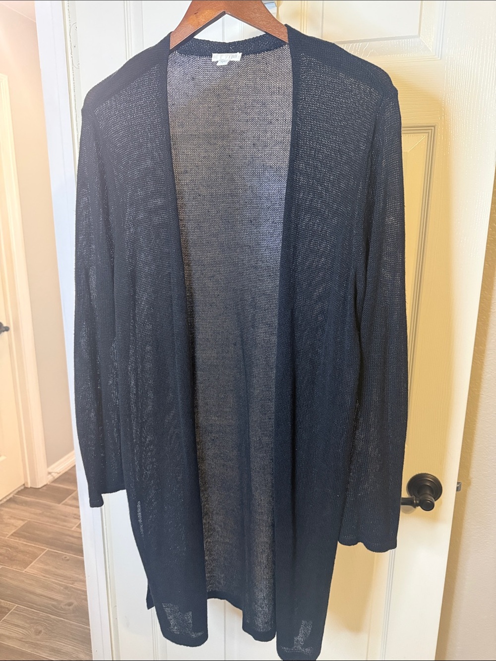 J. Jill Black Open-Front Linen Blend Cardigan